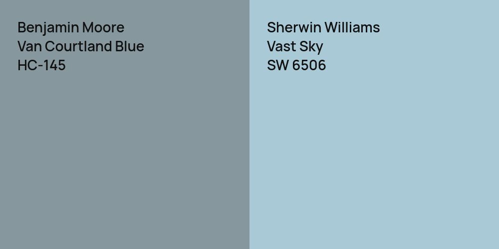 Benjamin Moore Van Courtland Blue vs. Sherwin Williams Vast Sky