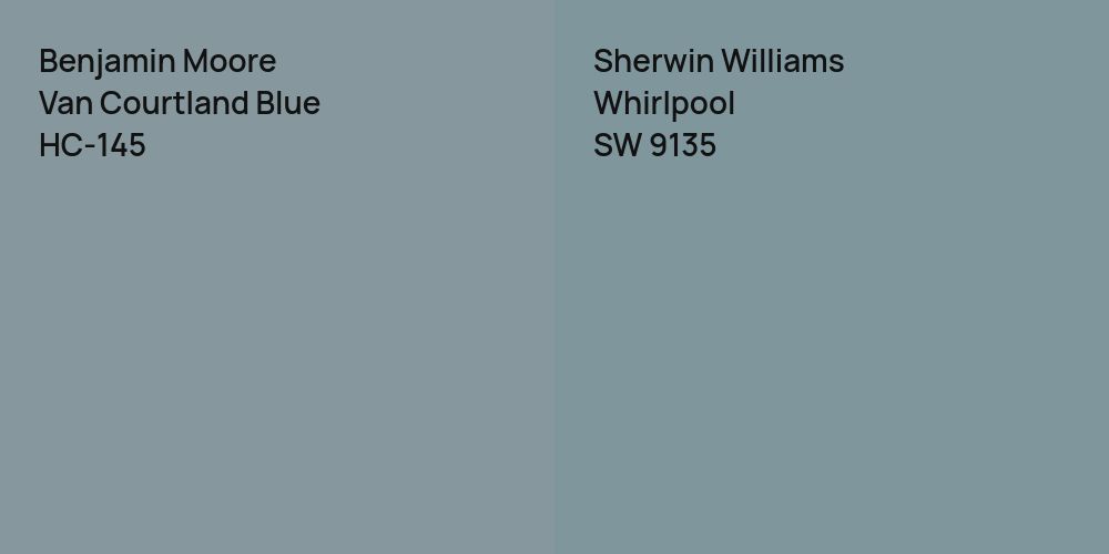 Benjamin Moore Van Courtland Blue vs. Sherwin Williams Whirlpool