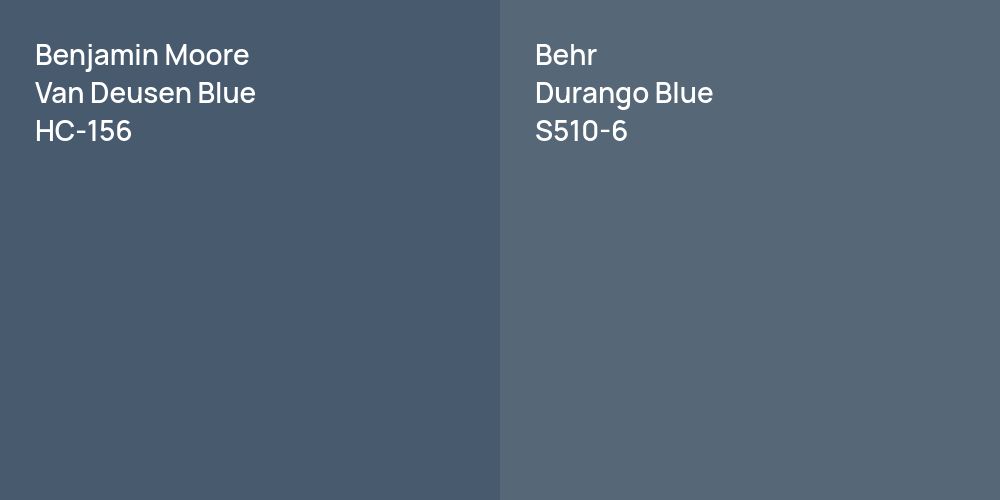 Benjamin Moore Van Deusen Blue vs. Behr Durango Blue