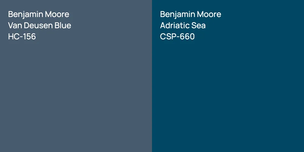 Benjamin Moore Van Deusen Blue vs. Benjamin Moore Adriatic Sea