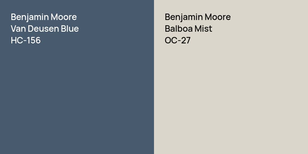 Benjamin Moore Van Deusen Blue vs. Benjamin Moore Balboa Mist