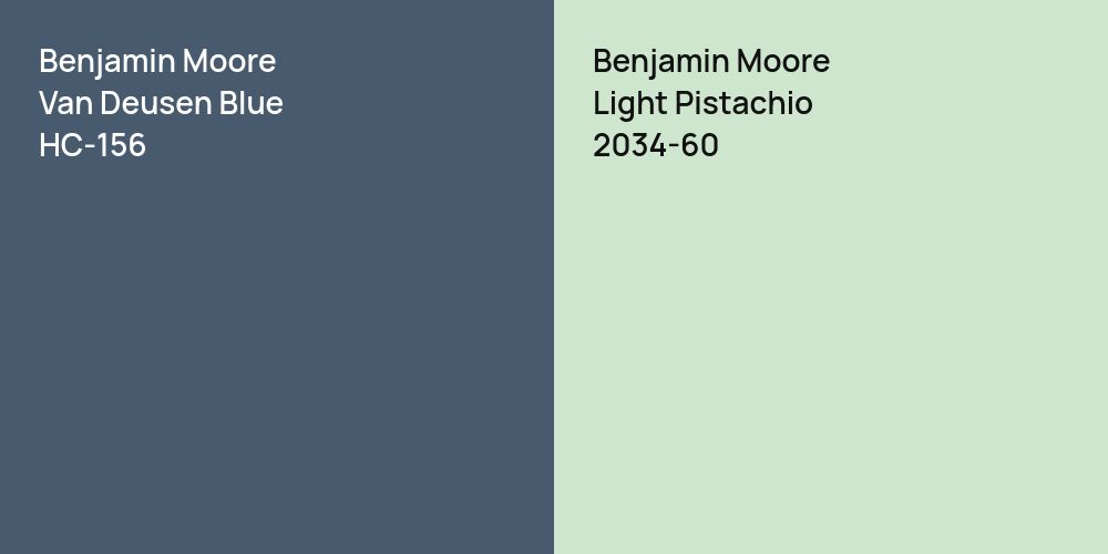 Benjamin Moore Van Deusen Blue vs. Benjamin Moore Light Pistachio