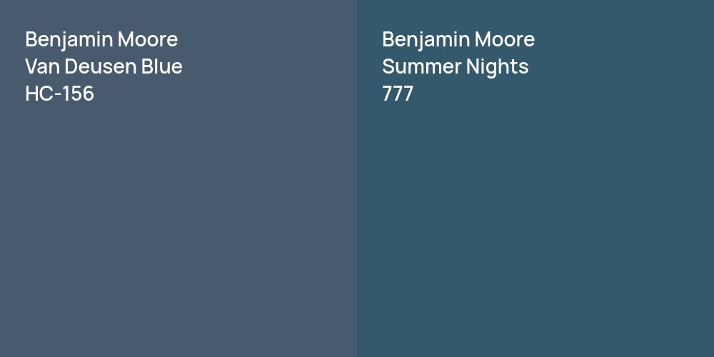 Benjamin Moore Van Deusen Blue vs. Benjamin Moore Summer Nights