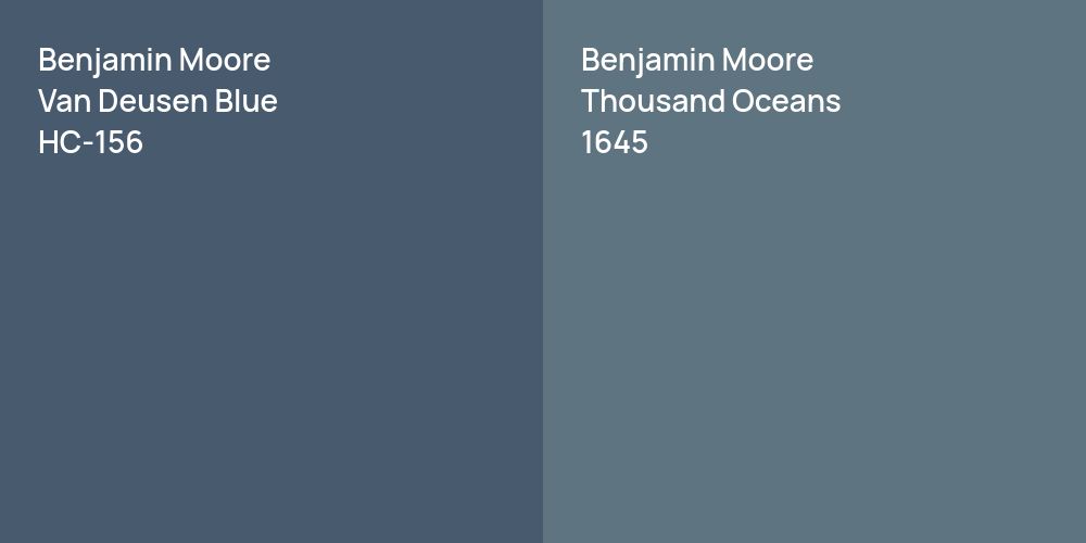 Benjamin Moore Van Deusen Blue vs. Benjamin Moore Thousand Oceans