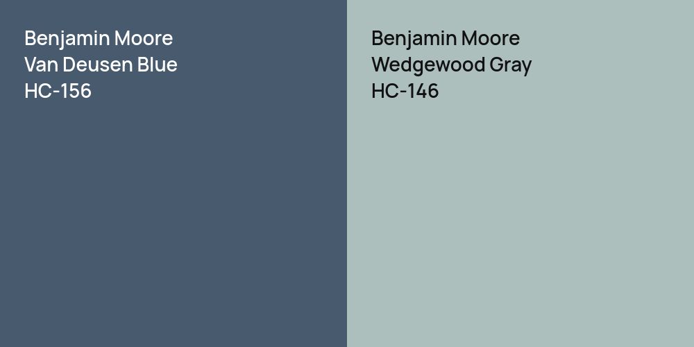 Benjamin Moore Van Deusen Blue vs. Benjamin Moore Wedgewood Gray