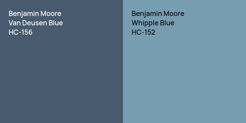 Benjamin Moore Van Deusen Blue vs. Benjamin Moore Whipple Blue