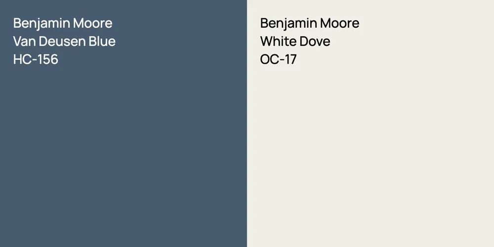 Benjamin Moore Van Deusen Blue vs. Benjamin Moore White Dove