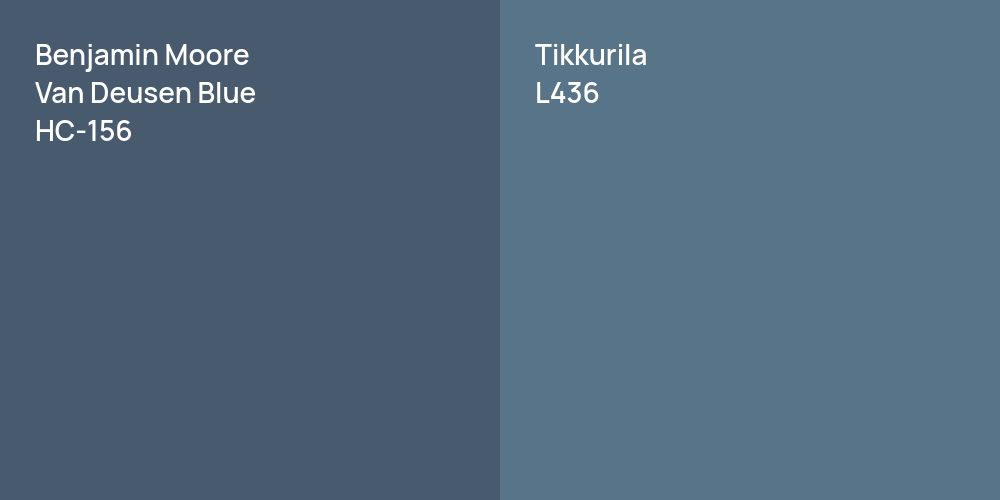 Benjamin Moore Van Deusen Blue vs. Tikkurila L436