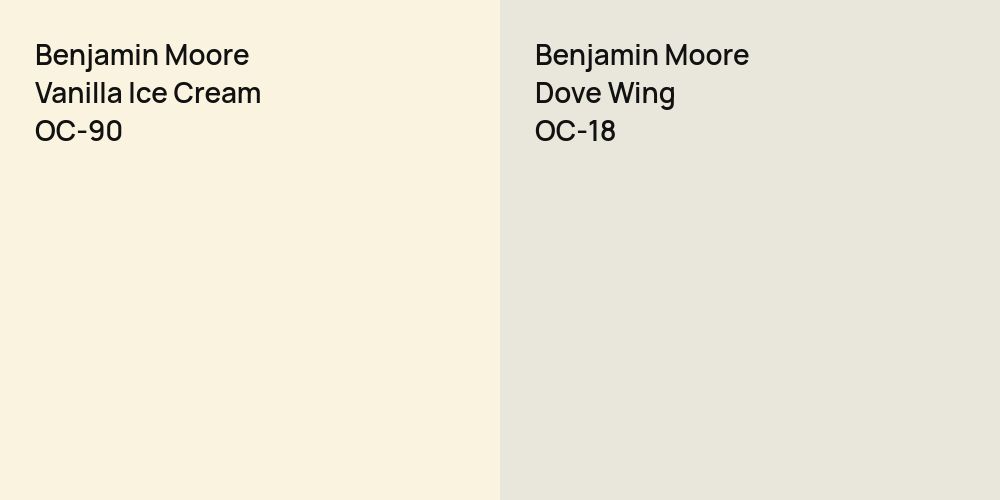 Benjamin Moore Vanilla Ice Cream vs. Benjamin Moore Dove Wing