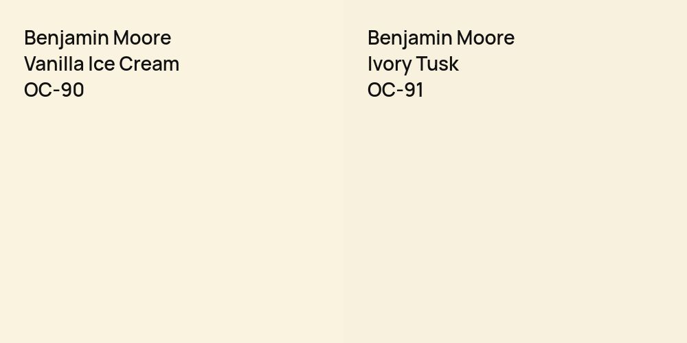 Benjamin Moore Vanilla Ice Cream vs. Benjamin Moore Ivory Tusk