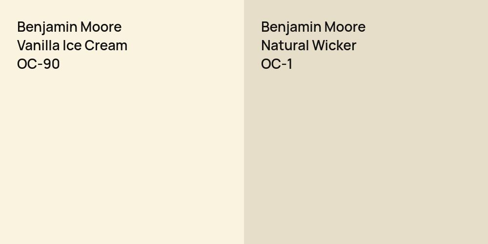 Benjamin Moore Vanilla Ice Cream vs. Benjamin Moore Natural Wicker