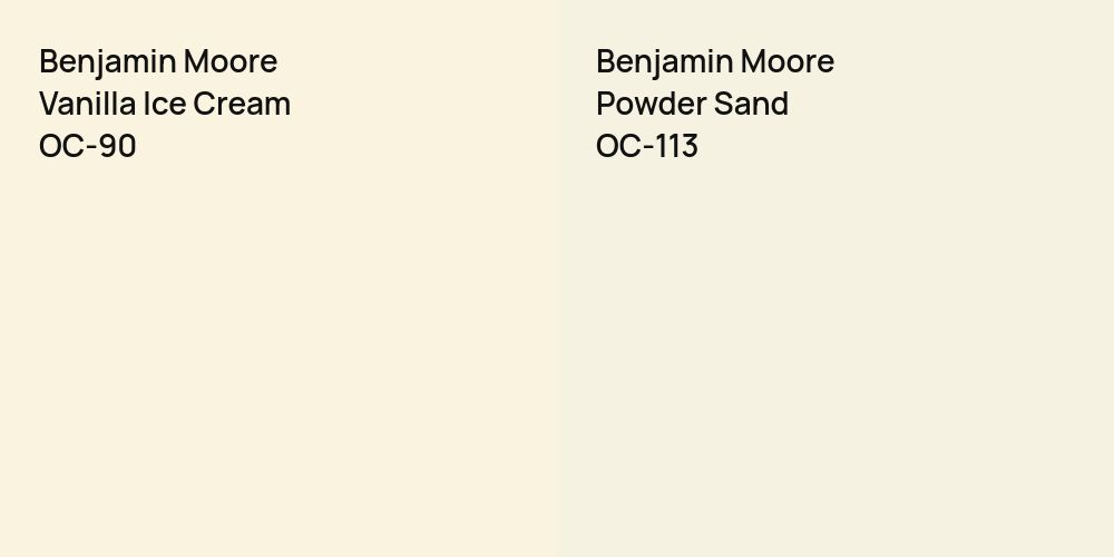 Benjamin Moore Vanilla Ice Cream vs. Benjamin Moore Powder Sand