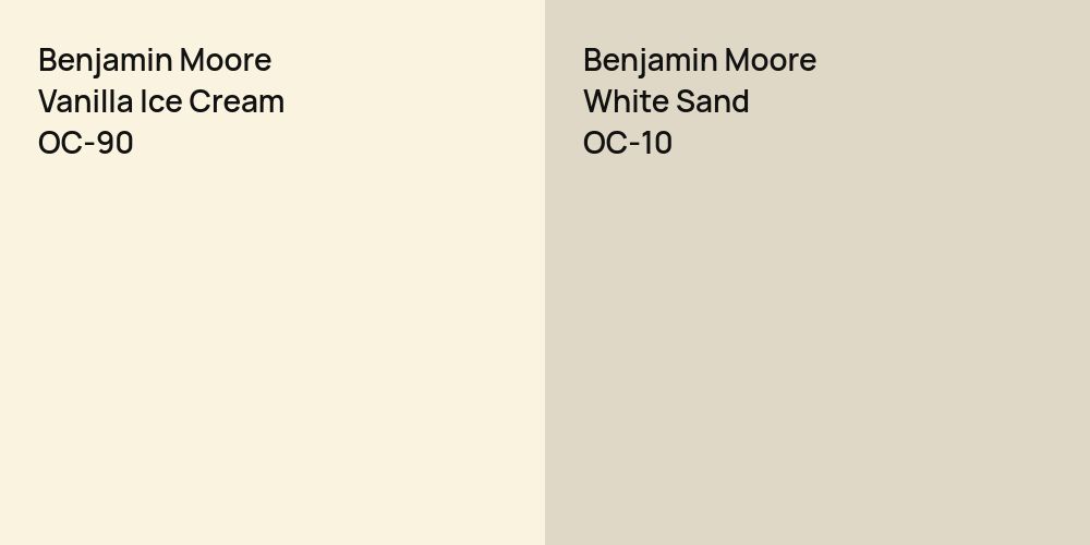 Benjamin Moore Vanilla Ice Cream vs. Benjamin Moore White Sand