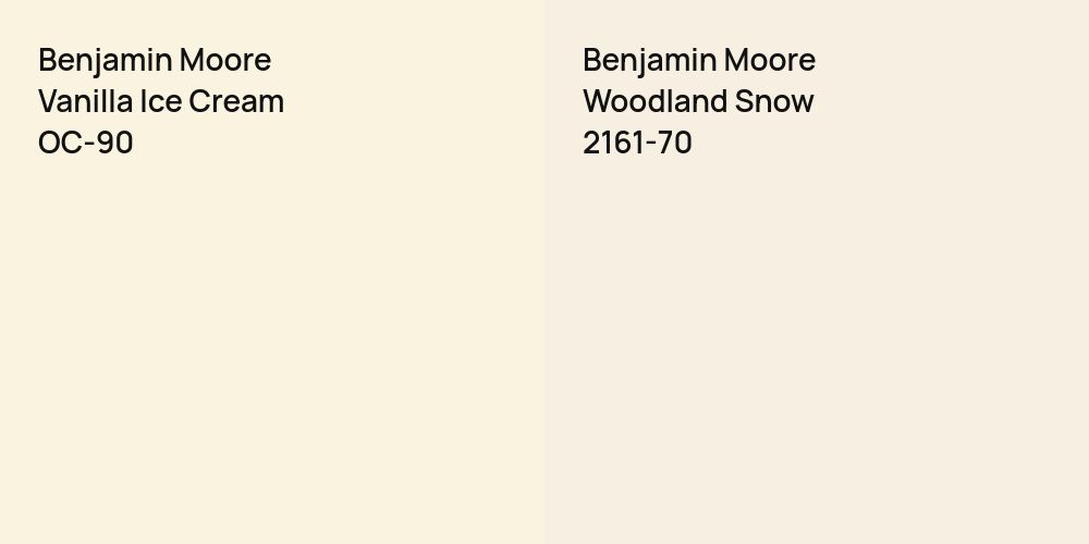 Benjamin Moore Vanilla Ice Cream vs. Benjamin Moore Woodland Snow