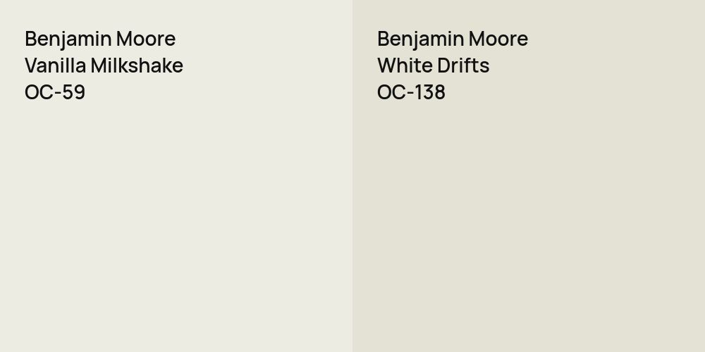 Benjamin Moore Vanilla Milkshake vs. Benjamin Moore White Drifts