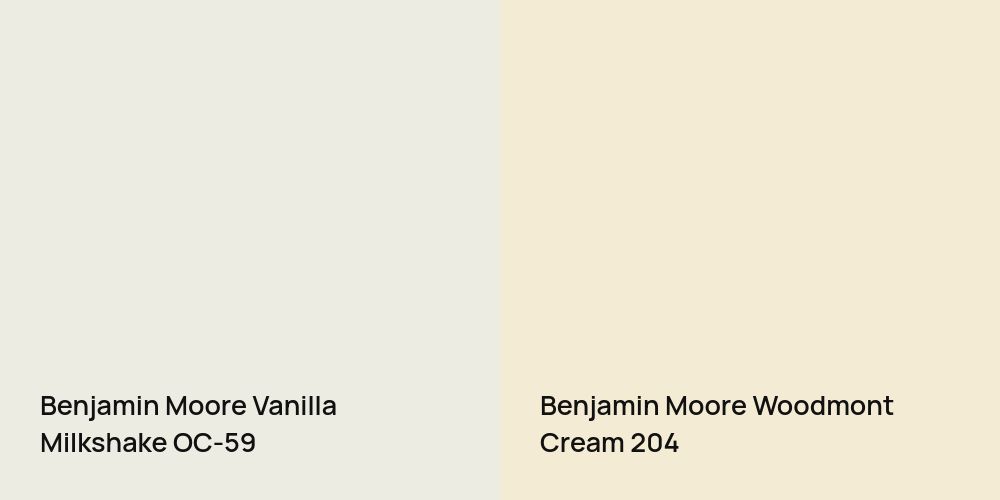 Benjamin Moore Vanilla Milkshake vs. Benjamin Moore Woodmont Cream