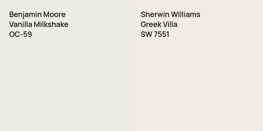 Benjamin Moore Vanilla Milkshake vs. Sherwin Williams Greek Villa