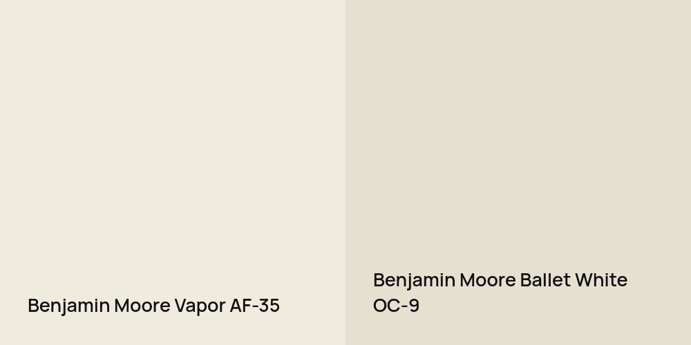 Benjamin Moore Vapor vs. Benjamin Moore Ballet White