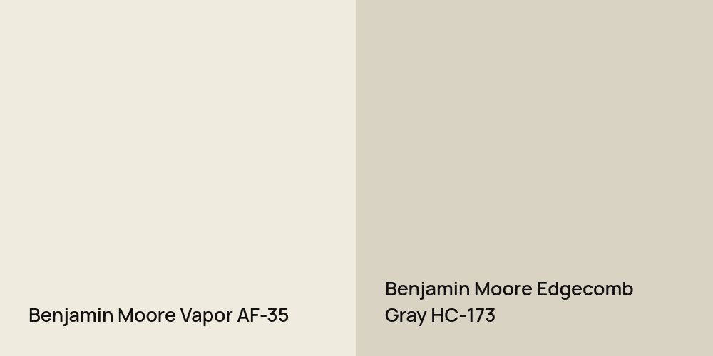 Benjamin Moore Vapor vs. Benjamin Moore Edgecomb Gray