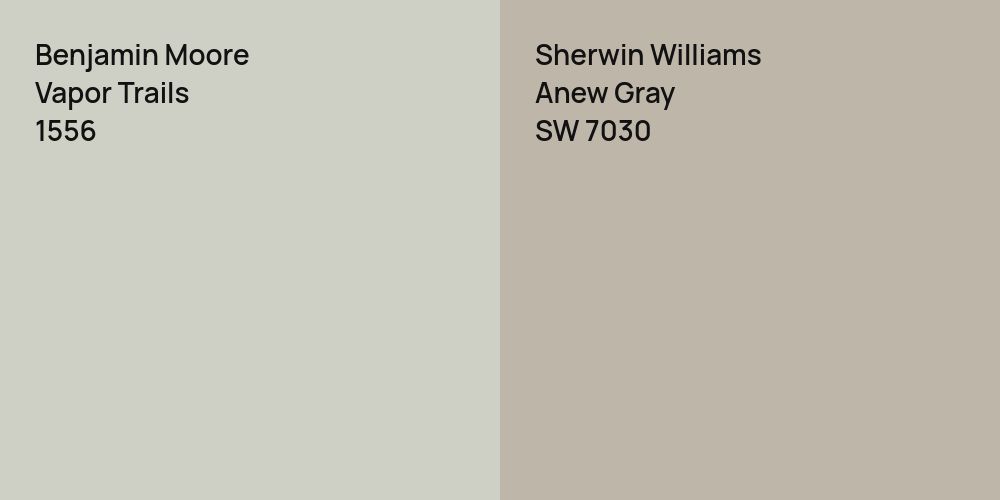 Benjamin Moore Vapor Trails vs. Sherwin Williams Anew Gray