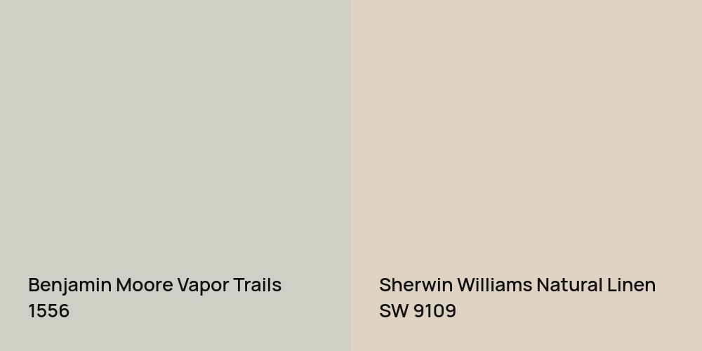 Benjamin Moore Vapor Trails vs. Sherwin Williams Natural Linen