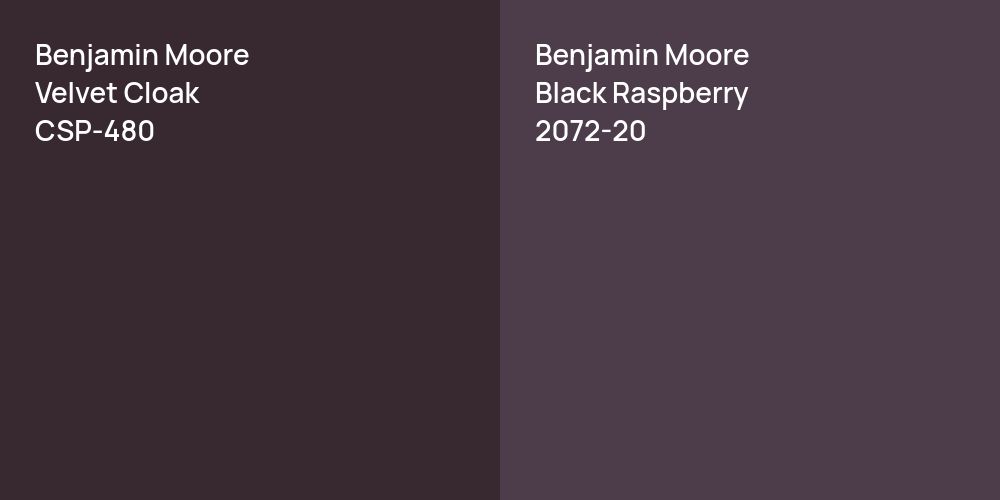 Benjamin Moore Velvet Cloak vs. Benjamin Moore Black Raspberry