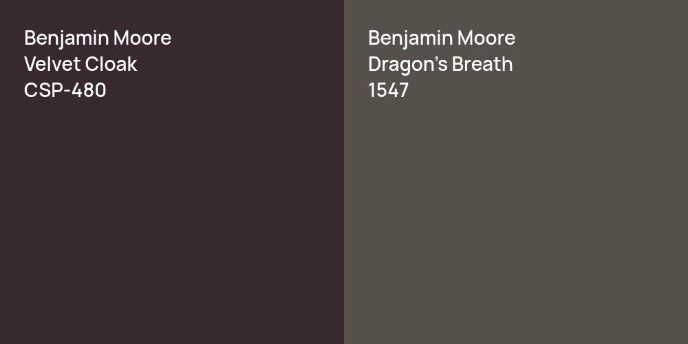 Benjamin Moore Velvet Cloak vs. Benjamin Moore Dragon's Breath