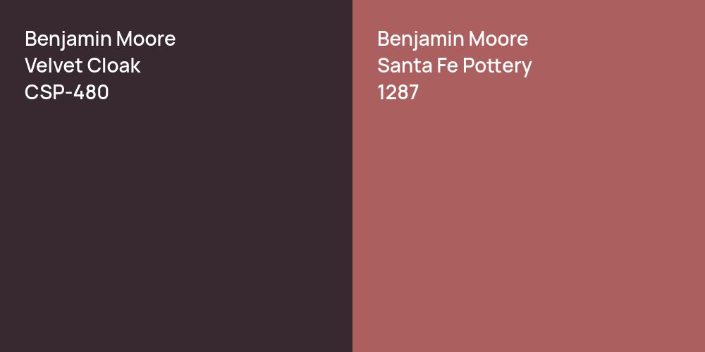 Benjamin Moore Velvet Cloak vs. Benjamin Moore Santa Fe Pottery