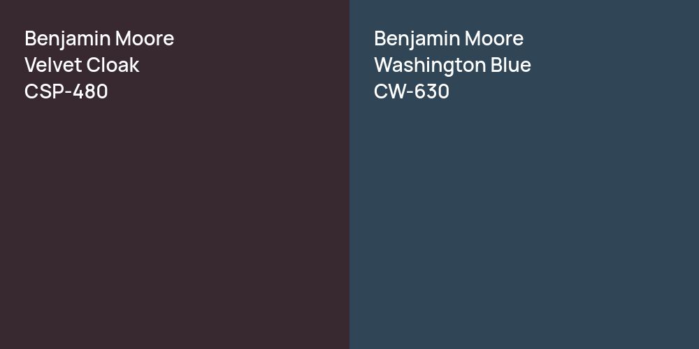 Benjamin Moore Velvet Cloak vs. Benjamin Moore Washington Blue