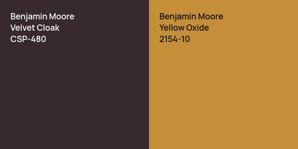 Benjamin Moore Velvet Cloak vs. Benjamin Moore Yellow Oxide