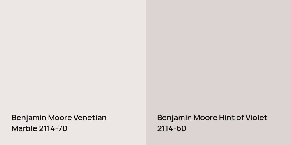 Benjamin Moore Venetian Marble vs. Benjamin Moore Hint of Violet