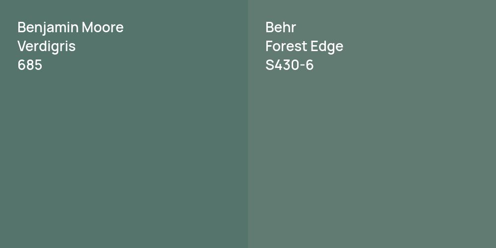 Benjamin Moore Verdigris vs. Behr Forest Edge