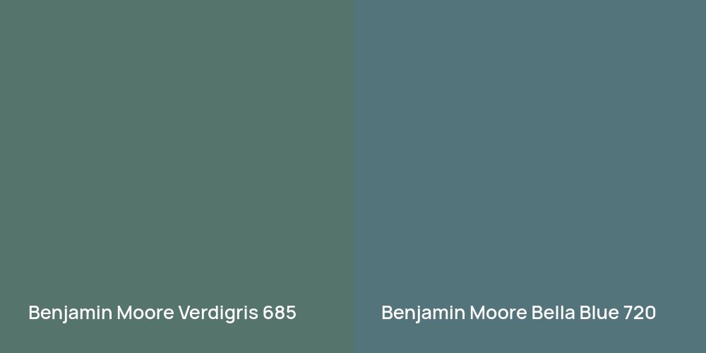 Benjamin Moore Verdigris vs. Benjamin Moore Bella Blue