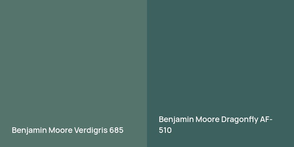 Benjamin Moore Verdigris vs. Benjamin Moore Dragonfly