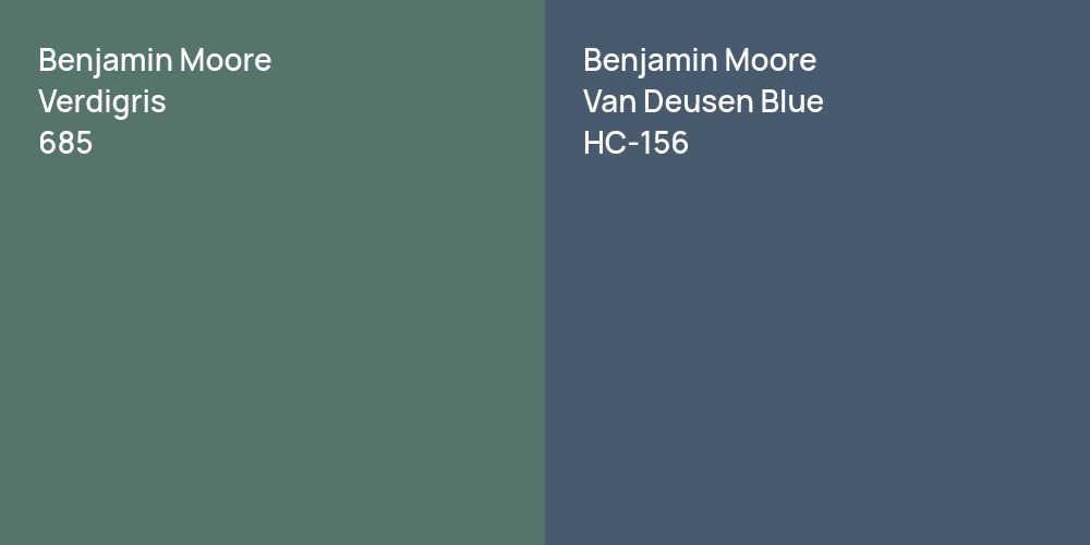 Benjamin Moore Verdigris vs. Benjamin Moore Van Deusen Blue