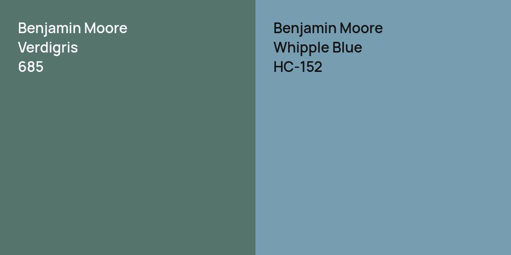 Benjamin Moore Verdigris vs. Benjamin Moore Whipple Blue