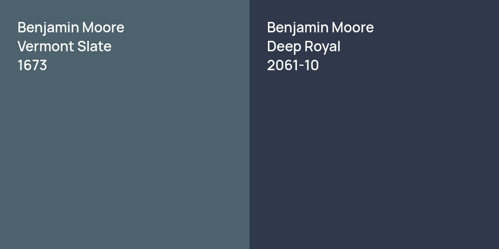 Benjamin Moore Vermont Slate vs. Benjamin Moore Deep Royal