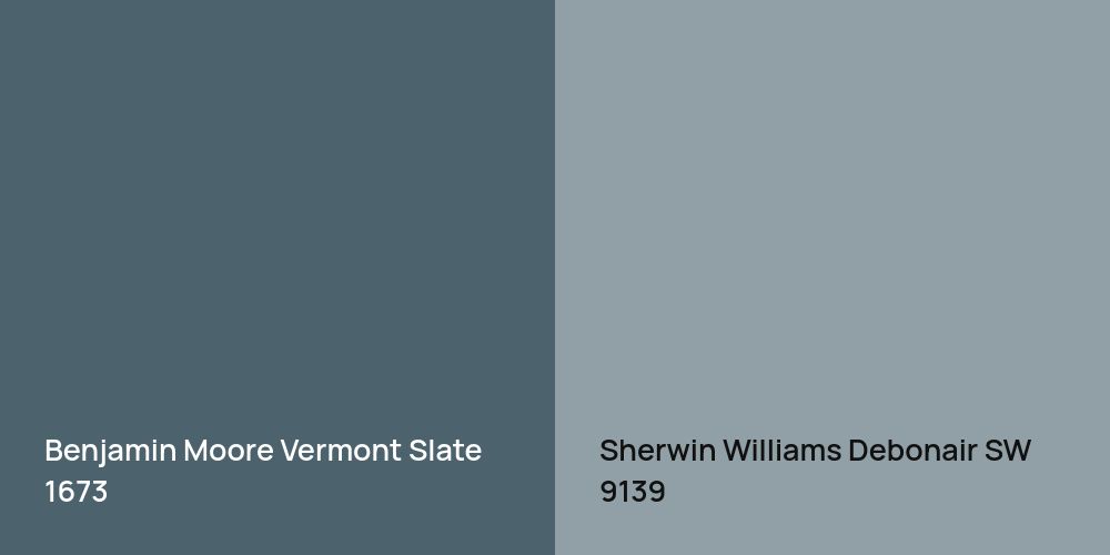 Benjamin Moore Vermont Slate vs. Sherwin Williams Debonair