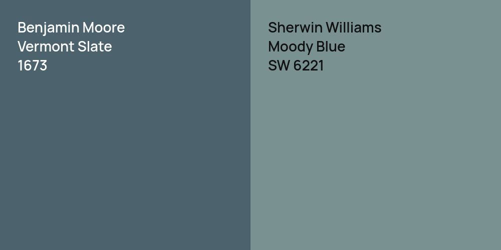 Benjamin Moore Vermont Slate vs. Sherwin Williams Moody Blue