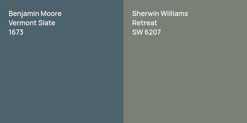 Benjamin Moore Vermont Slate vs. Sherwin Williams Retreat