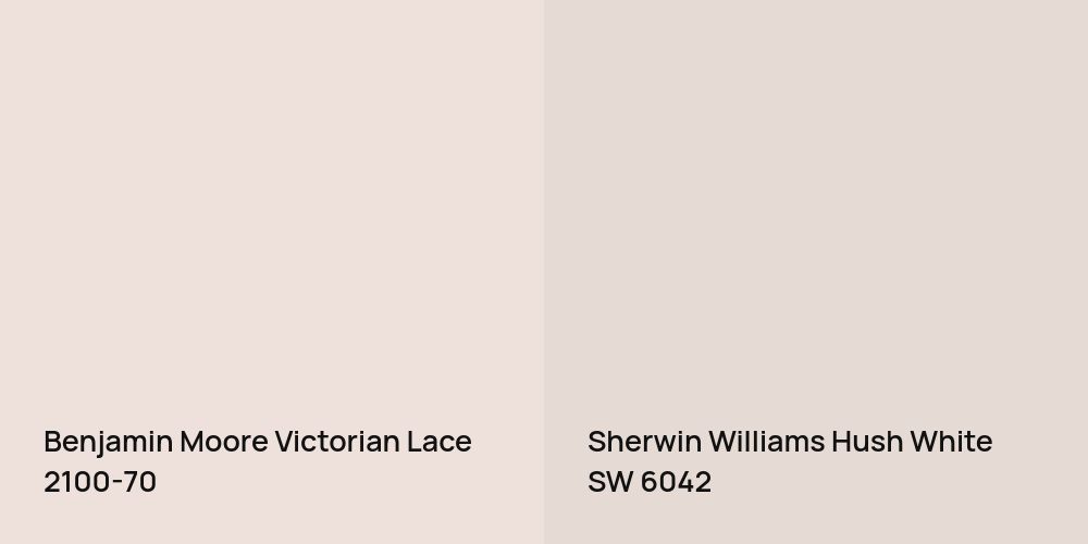 Benjamin Moore Victorian Lace vs. Sherwin Williams Hush White