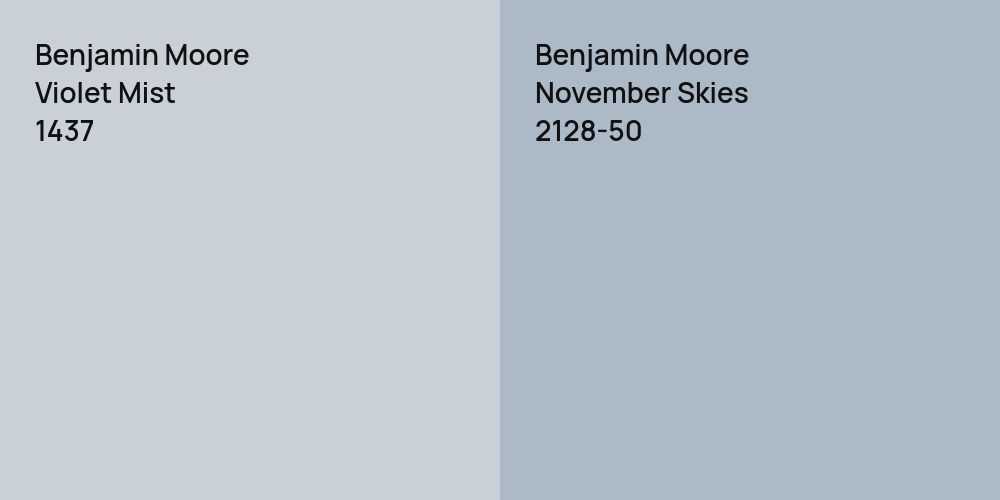 Benjamin Moore Violet Mist vs. Benjamin Moore November Skies