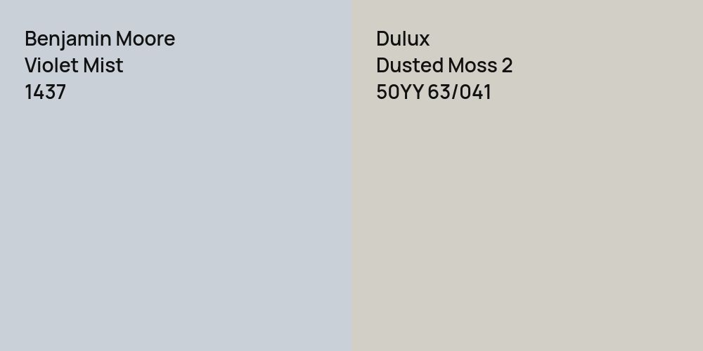 Benjamin Moore Violet Mist vs. Dulux Dusted Moss 2