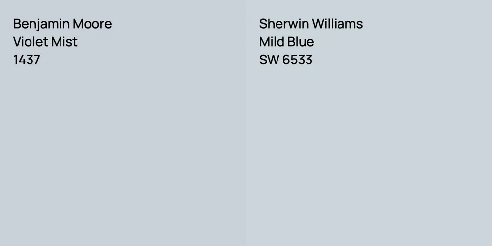 Benjamin Moore Violet Mist vs. Sherwin Williams Mild Blue