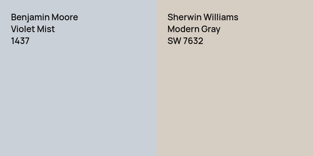 Benjamin Moore Violet Mist vs. Sherwin Williams Modern Gray