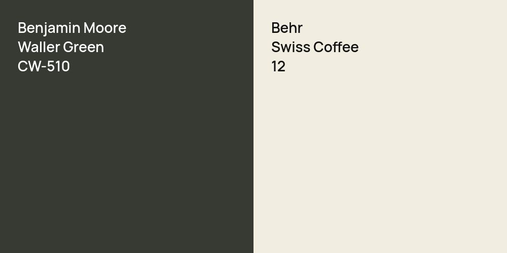 Benjamin Moore Waller Green vs. Behr Swiss Coffee