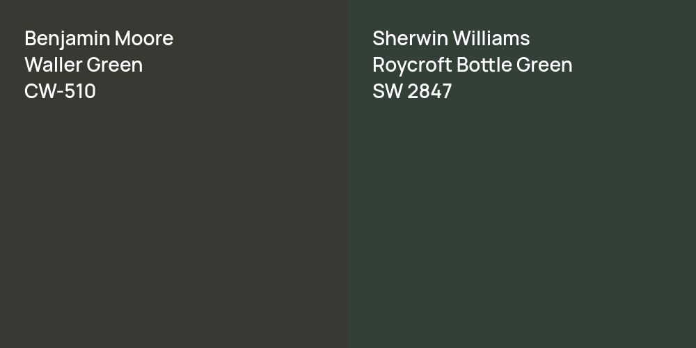 Benjamin Moore Waller Green vs. Sherwin Williams Roycroft Bottle Green