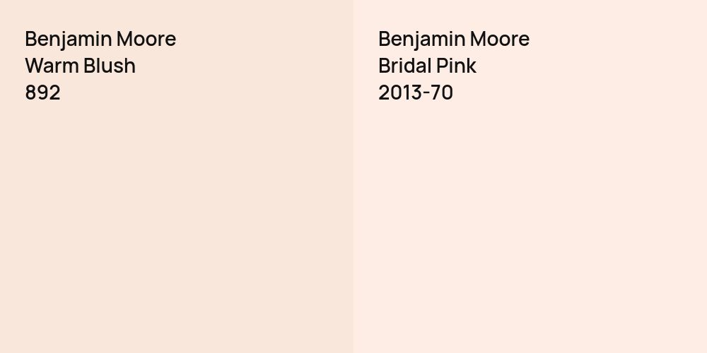 Benjamin Moore Warm Blush vs. Benjamin Moore Bridal Pink