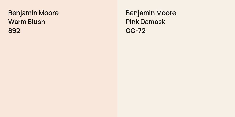 Benjamin Moore Warm Blush vs. Benjamin Moore Pink Damask