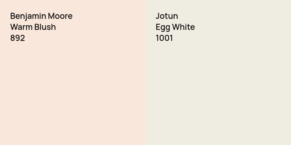 Benjamin Moore Warm Blush vs. Jotun Egg White